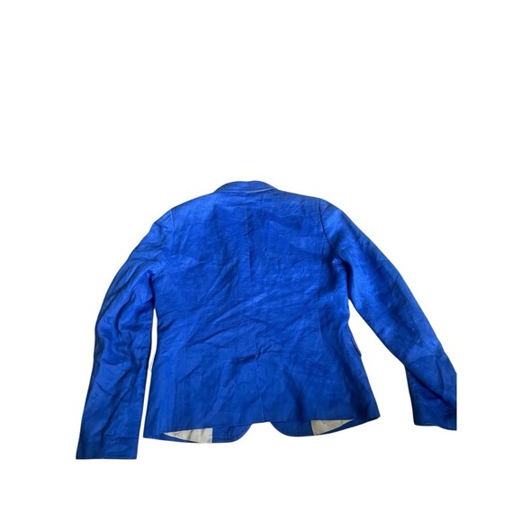 J. Crew Womens 100% Linen Schoolboy Blazer Jacket Sz 10 Blue Surgeon Cuff Preppy - Picture 3 of 10